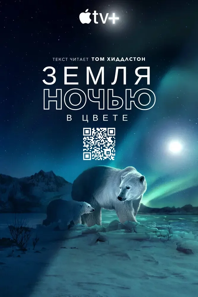 Земля ночью в цвете Постер